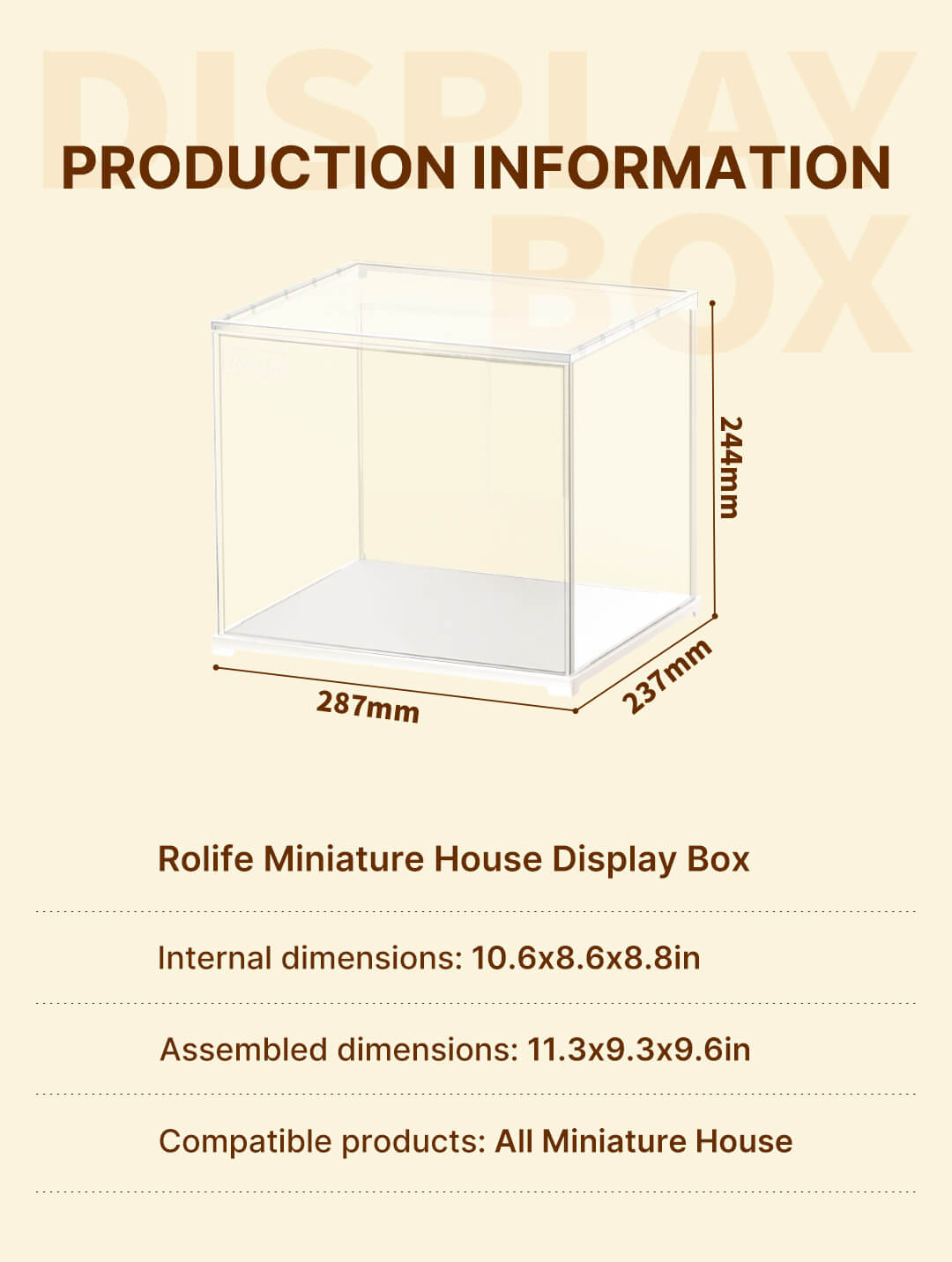 Rolife Miniature House Display Box DF03L - Hộp Trưng Bày Chống Bụi Cho Nhà Gỗ DIY - Rolife