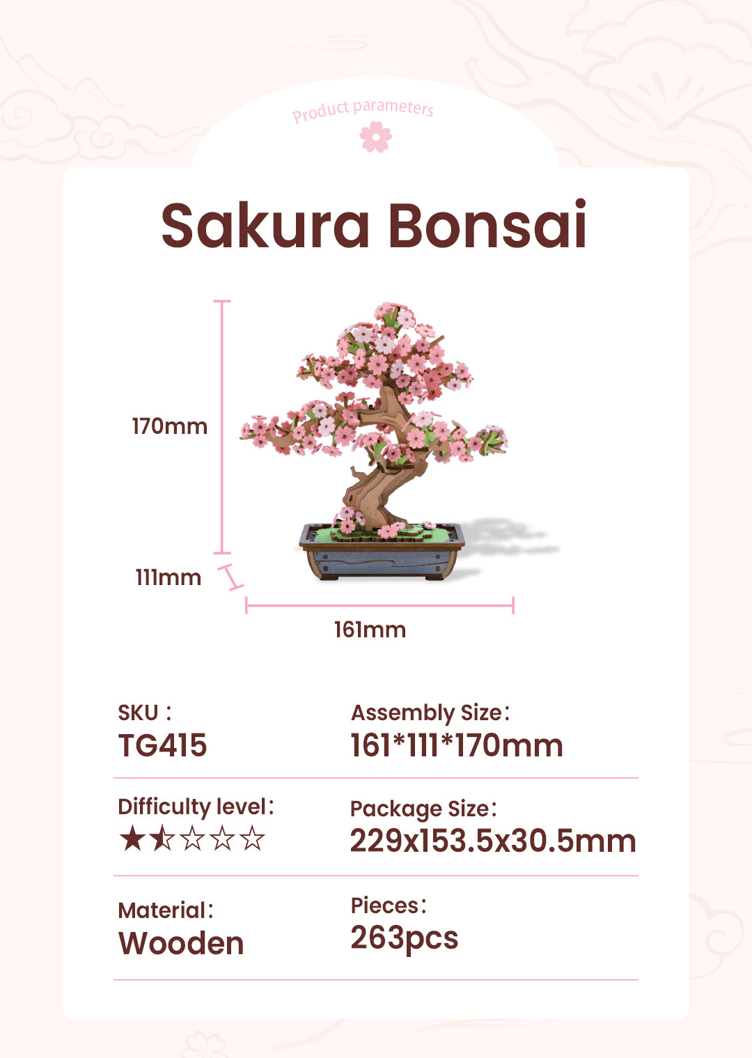 Rolife 3D Wooden Puzzle - Sakura Bonsai TG415 - Mô hình lắp ráp gỗ 3D - Rolife
