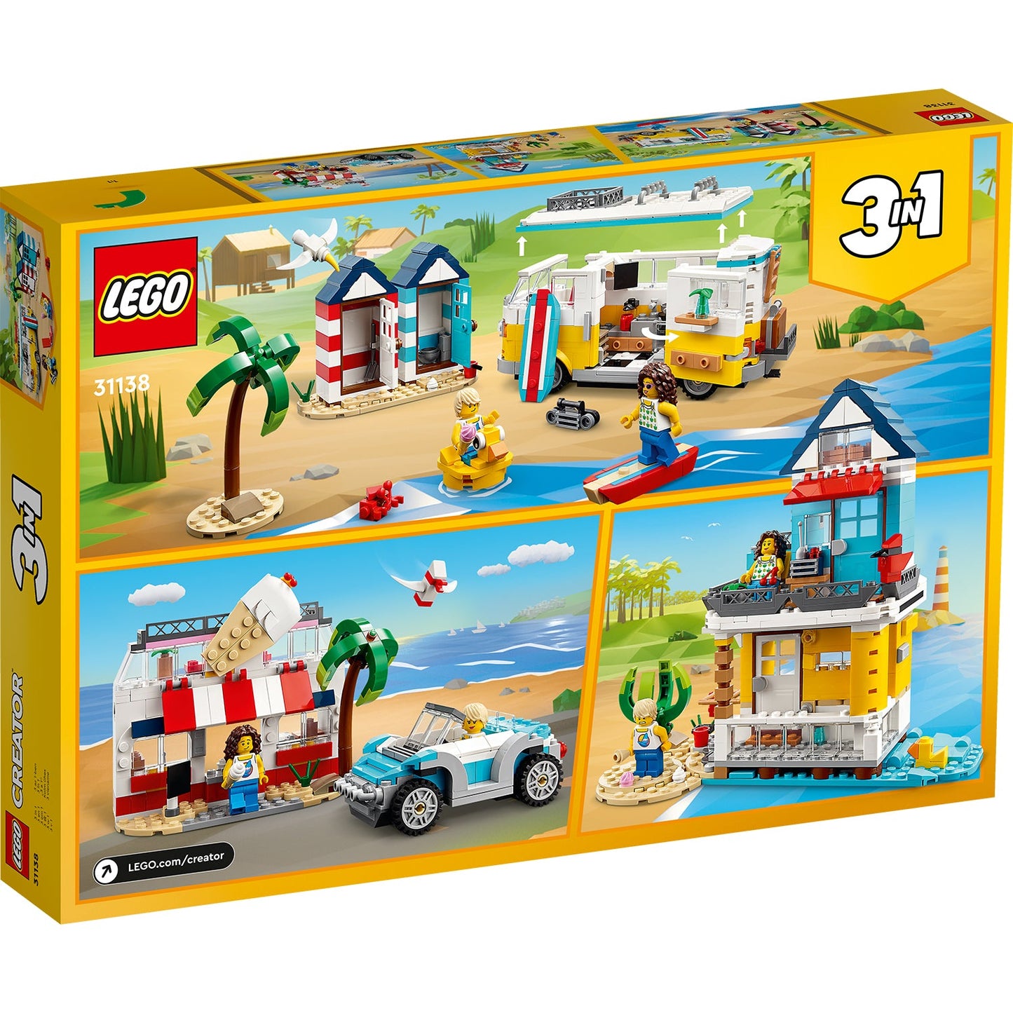 LEGO® Creator 3-in-1 Beach Camper Van - Xe Cắm Trại Bãi Biển Lắp Ráp 3 Trong 1 - LEGO 31138