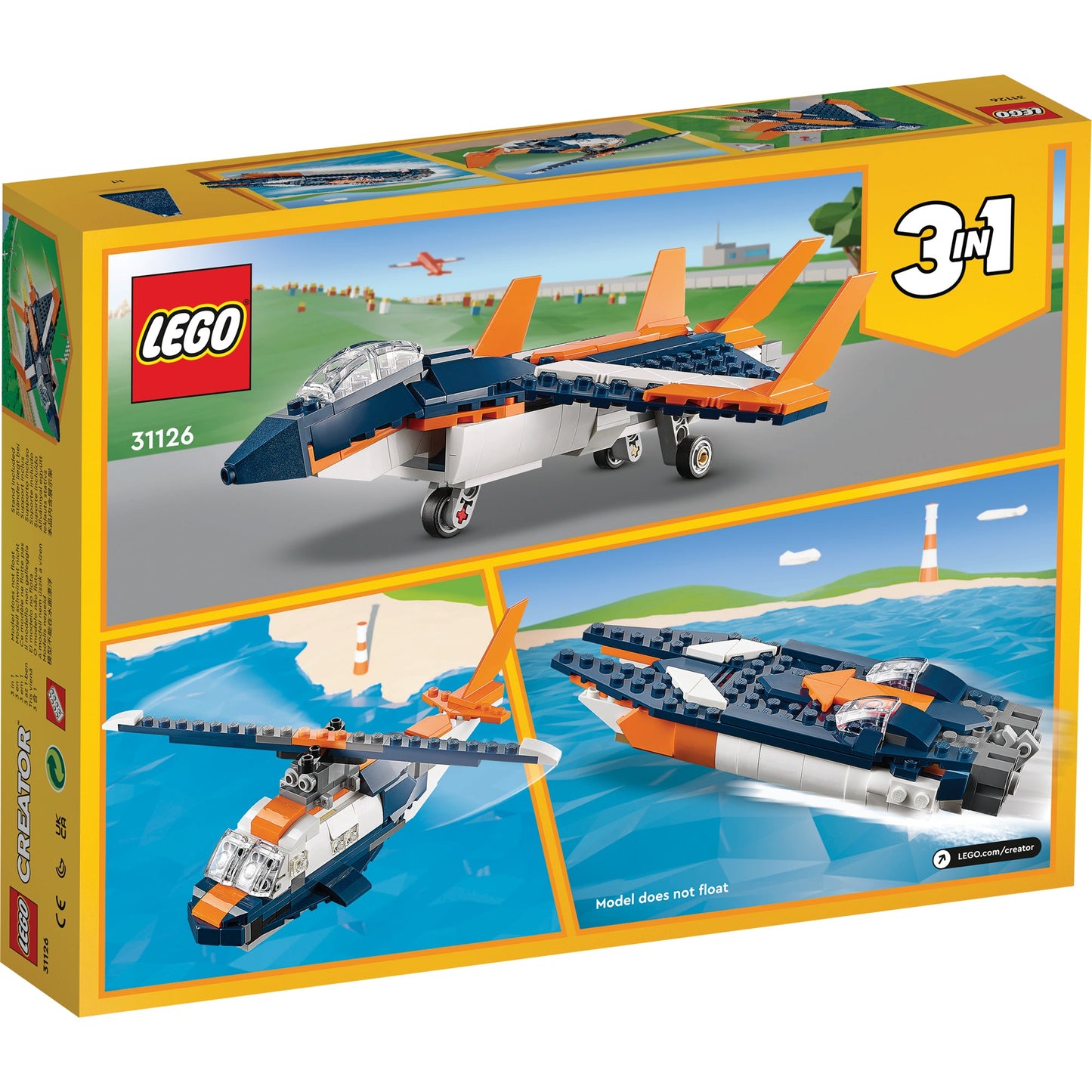 LEGO® Creator 3-in-1 Supersonic-jet Đồ Chơi Lắp Ráp Máy Bay Phản Lực 3-trong-1 (31126)