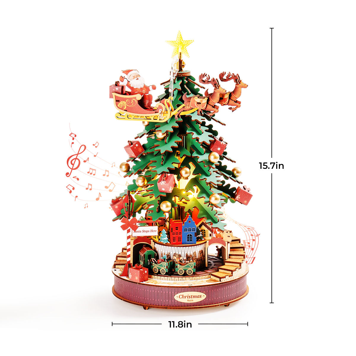 Christmas Melody Tree AMS01 - Mô hình gỗ 3D Cây thông Noel tích hợp hộp nhạc - Rolife