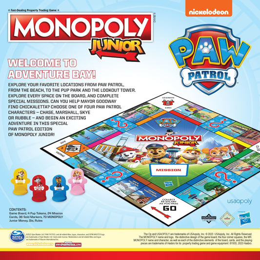 MONOPOLY JR®: PAW Patrol - Trò chơi cờ tỷ phú cho trẻ em - The Op Games The Op Games
