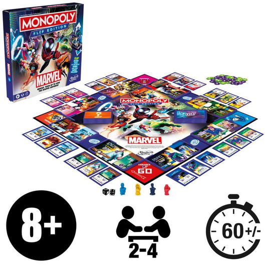 Cờ Tỷ Phú Monopoly Flip Edition: Marvel Board Game cho 2-4 người chơi, 8+ Hasbro