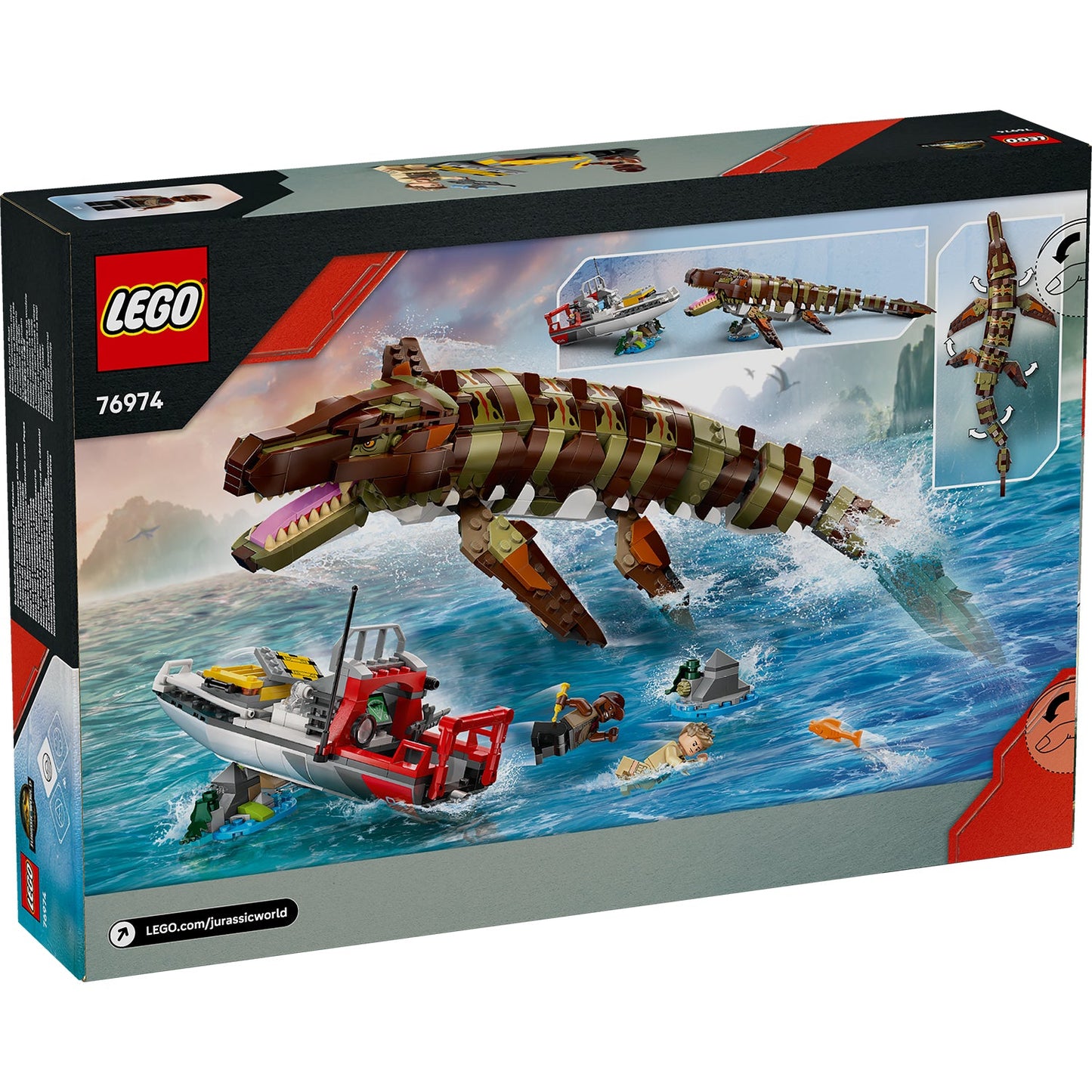 LEGO® Jurassic World Brick-Built Mosasaurus Boat Mission - Đồ chơi lắp ráp Nhiệm vụ Tàu Mosasaurus - LEGO 76974