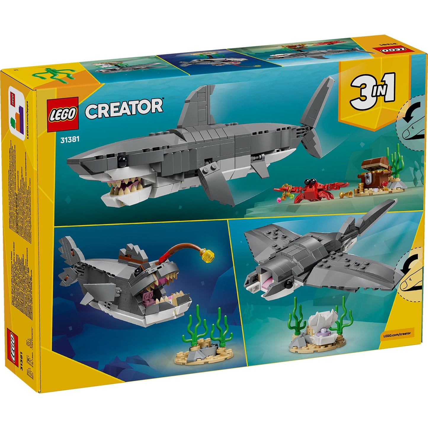 LEGO® Creator 3 in 1 Fierce Shark with a Treasure Chest - Bộ Lắp Ráp Cá Mập 3 Trong 1 - LEGO 31381 LEGO - ảnh 2 - LEGO Buildi