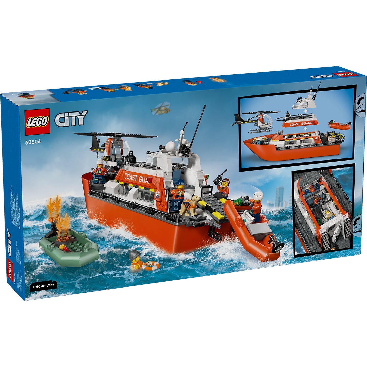LEGO® City Coast Guard Rescue Boat & Helicopter - Bộ Đồ Chơi Thuyền Cứu Hộ & Trực Thăng 60504 - LEGO
