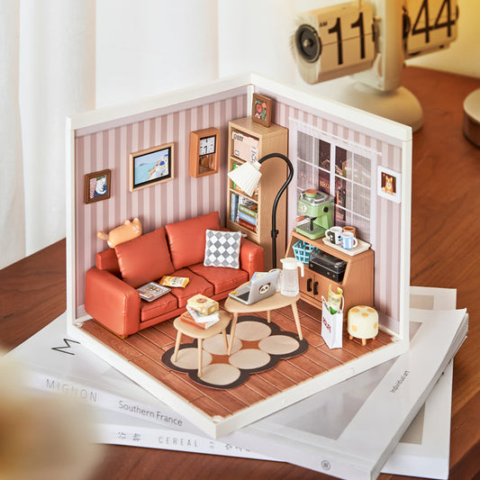 Rolife Plastic Miniature House - Cozy Living Lounge DW007 - Mô hình nhà búp bê nhựa lắp ráp DIY