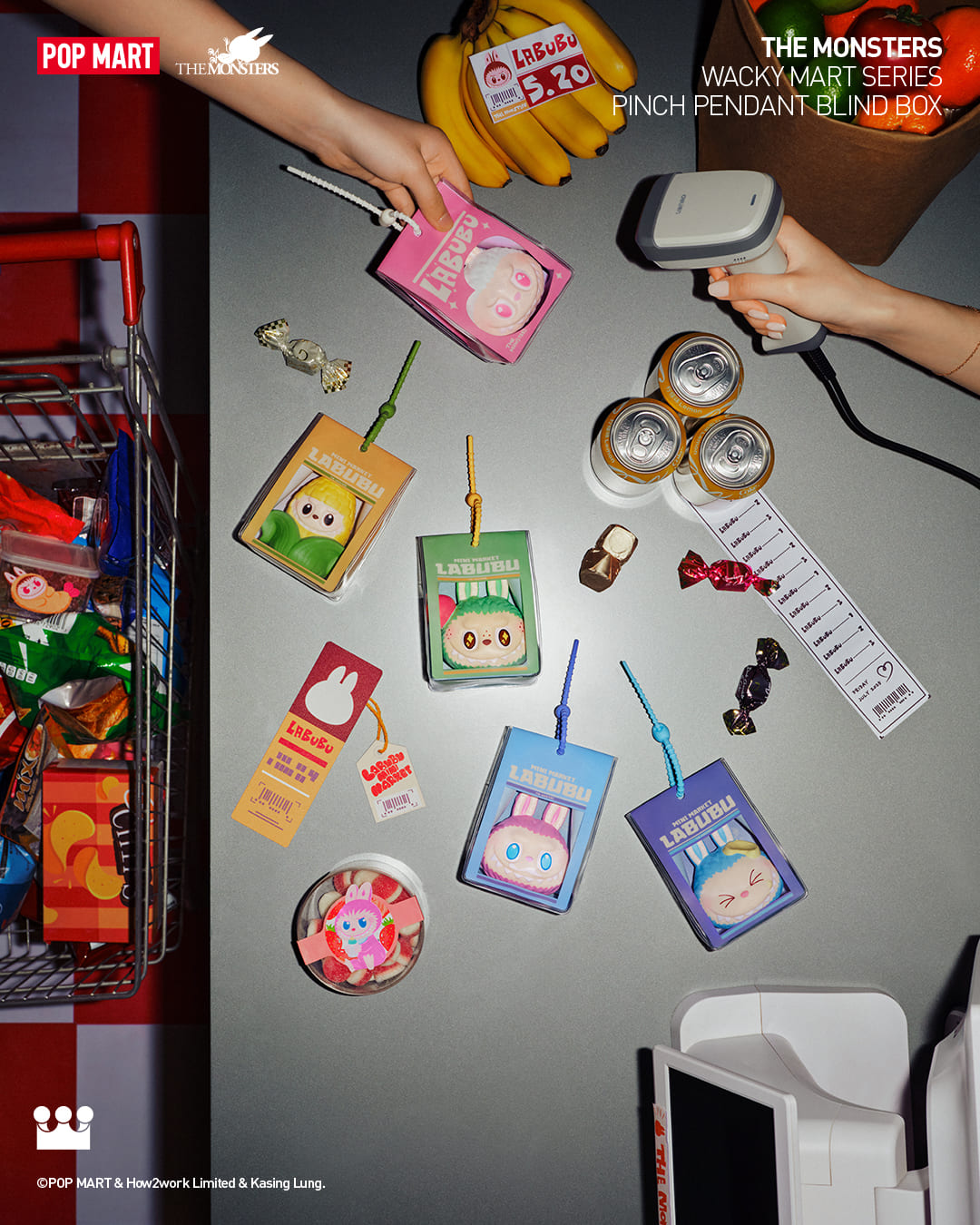 THE MONSTERS Wacky Mart Series-Pinch Pendant - Móc Khóa Labubu Bóp Mềm Blindbox - Pop Mart