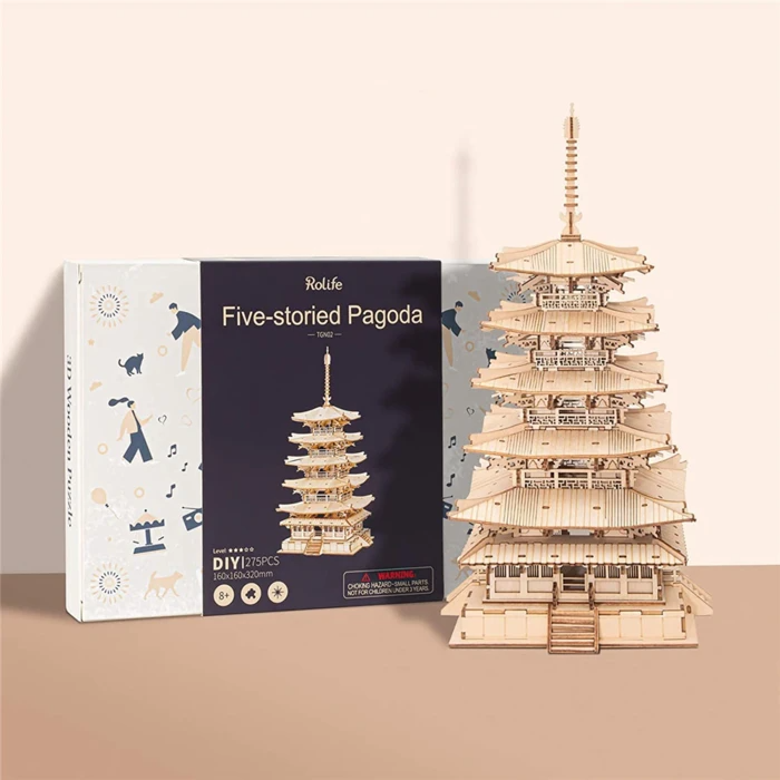 Rolife Modern 3D Wooden Puzzle - Five-storied Pagoda TGN02 - Mô hình lắp ráp gỗ 3D - Rolife Rolife - ảnh 2 - Mô hình gỗ 3D