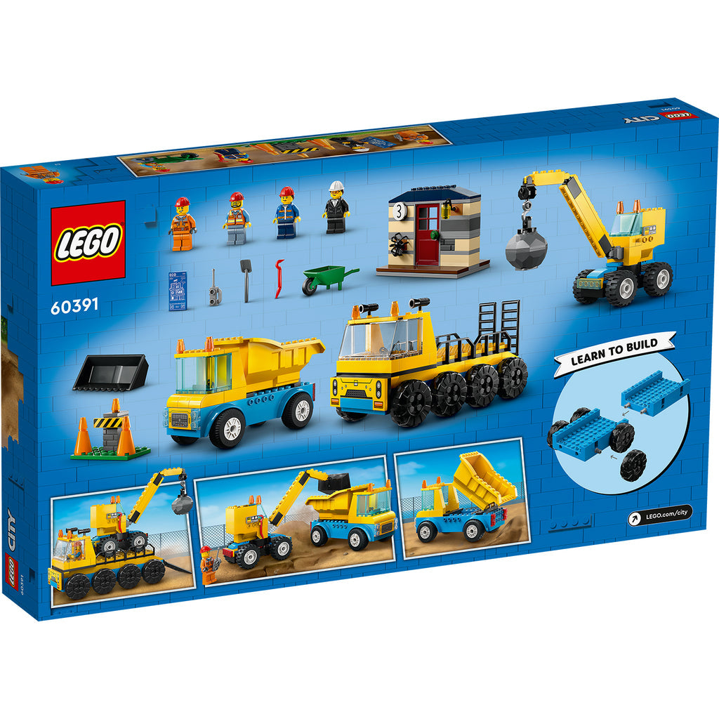 LEGO® City Construction Trucks and Wrecking Ball Crane - Bộ Đồ Chơi Xe Công Trình Và Cần Cẩu Phá Dỡ LEGO 60391 LEGO - ảnh 2 -
