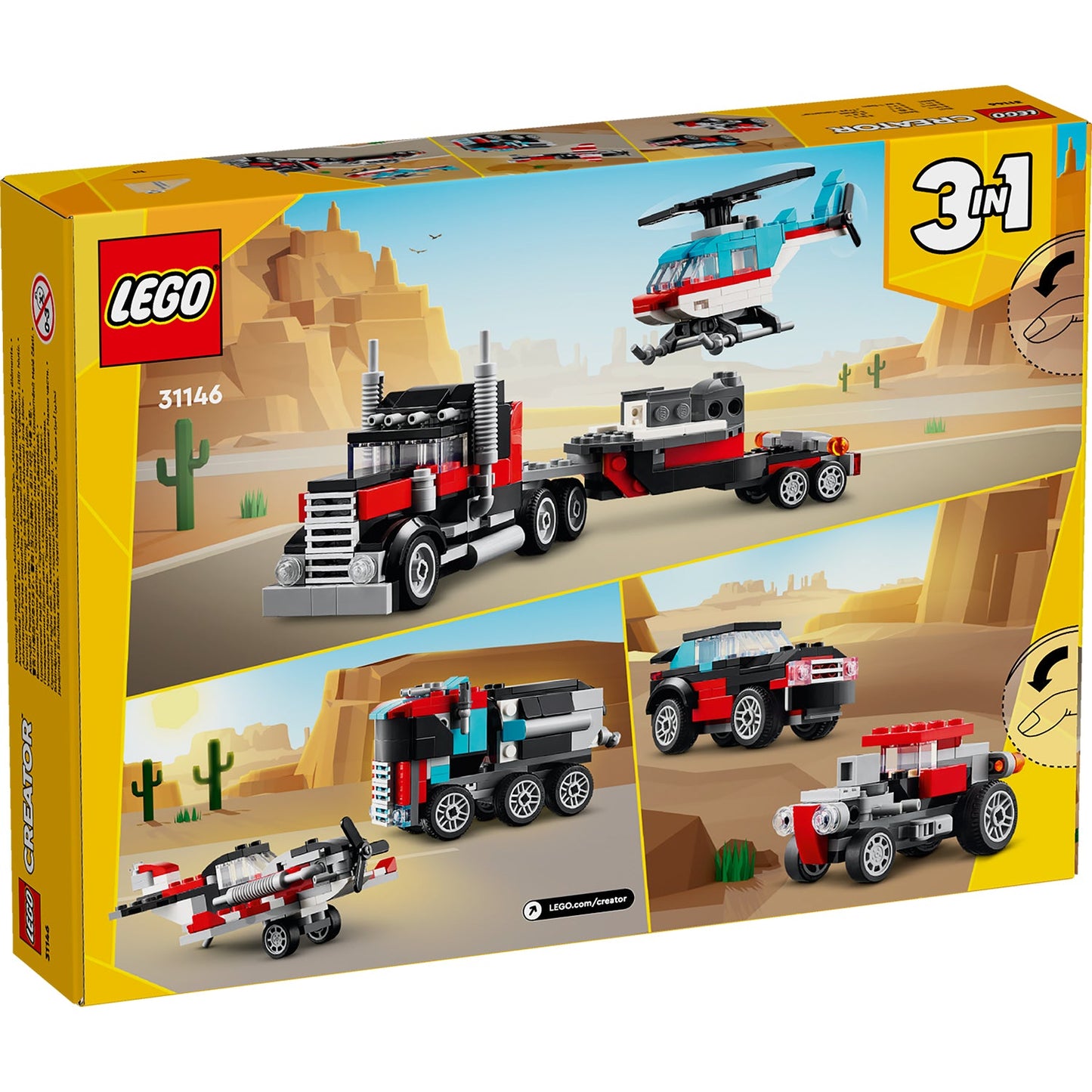 LEGO® Creator 3-in-1 Flatbed Truck with Helicopter - Đồ chơi lắp ráp Xe Tải Phẳng và Trực Thăng - LEGO 31146 LEGO - LEGO Crea