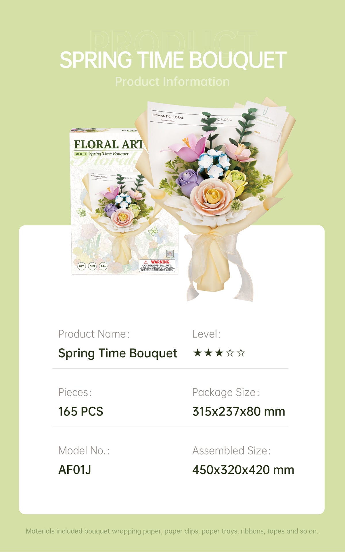 ROKR Spring Time Bouquet DIY 3D Puzzle - Mô hình lắp ráp gỗ 3D Bó hoa xuân - ROKR AF01J