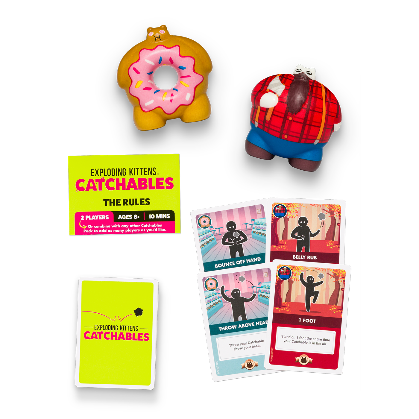 Catchables 2-Pack #2 (Cat-wearing-a-cat & Catcus) - Đồ chơi bắt mèo Squishy và Thẻ bài hành động - Exploding Kittens