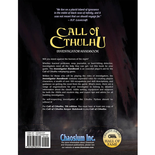 Call Of Cthulhu RPG 7th Edition Investigator Handbook