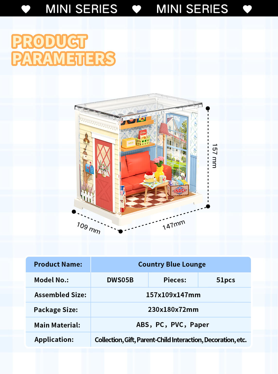 Rolife Country Blue Lounge Mini Super Creator DIY Miniature House DWS05B - Mô hình nhà gỗ DIY tí hon - Rolife