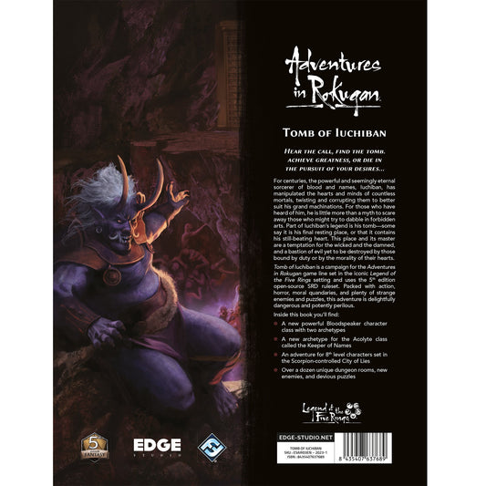 Adventures in Rokugan Roleplaying Game Tomb of Iuchiban EXPANSION - Sách mở rộng trò chơi nhập vai - Edge Studio
