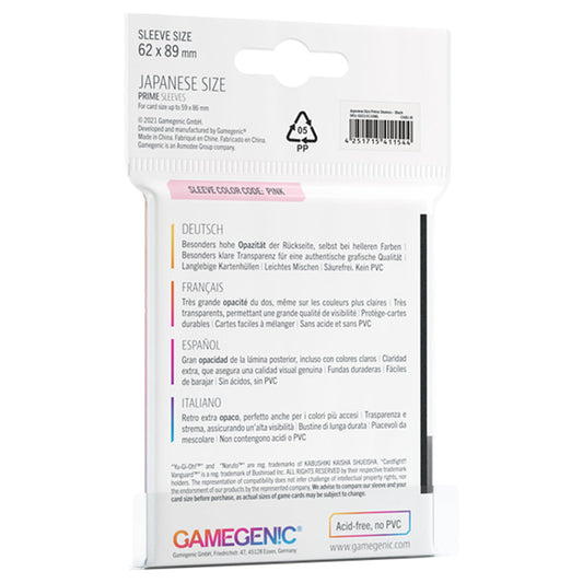 PRIME Japanese Sized Sleeves Black - Bọc bài Kích thước Nhật Bản - Gamegenic - Hình ảnh chi tiết 2