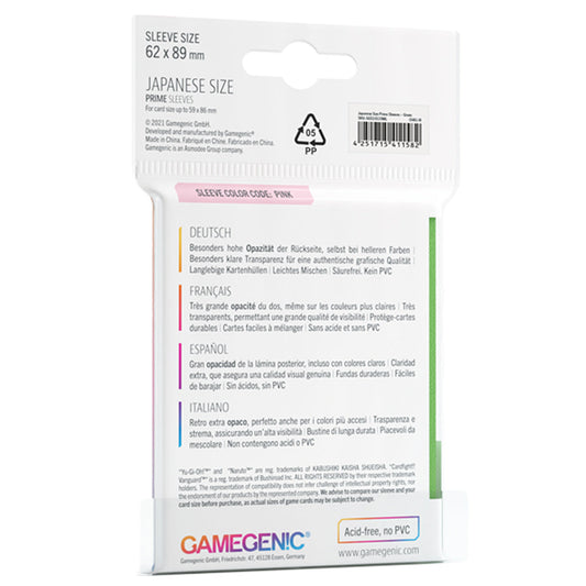 PRIME Japanese Sized Sleeves Green - Bọc bài Japanese Size - Gamegenic - Hình ảnh chi tiết 2