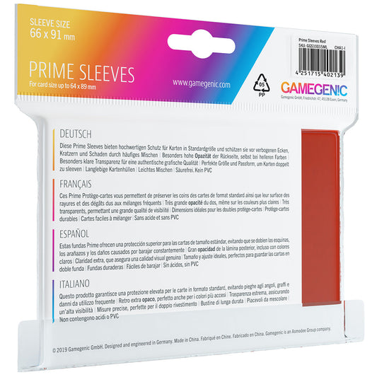 PRIME Sleeves: Red - Bọc Bài Standard Size Cao Cấp - Gamegenic