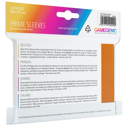 PRIME Sleeves: Orange - Bọc bài bảo vệ màu Cam - Gamegenic