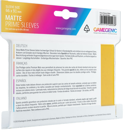 MATTE Prime Sleeves: Yellow - Bọc bài cao cấp cho thẻ bài TCG - Gamegenic - Hình ảnh chi tiết 2