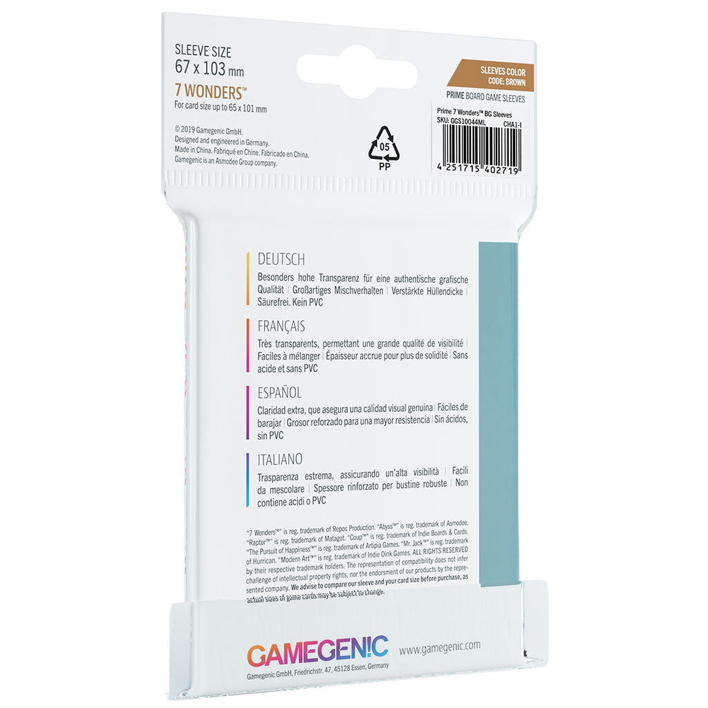 PRIME Sleeves: 7 Wonders (67 x 103 mm) - Bọc bài cao cấp - Gamegenic - Hình ảnh chi tiết 2