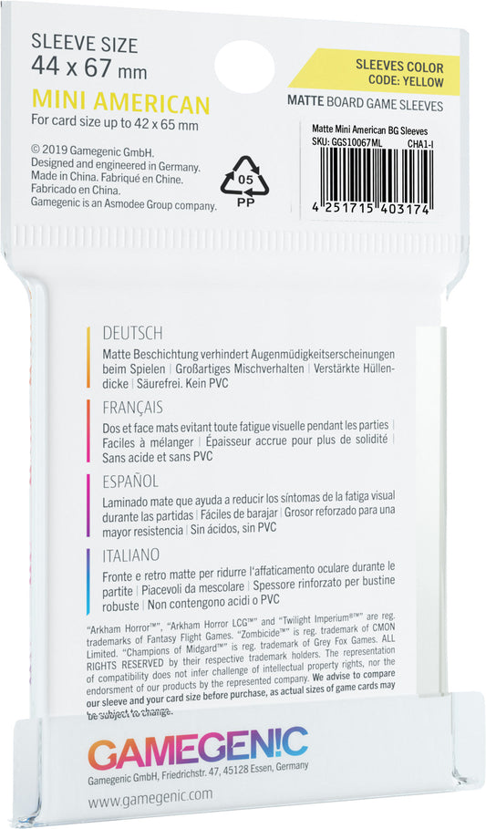 Board Game Sleeves Mini American Clear Matte