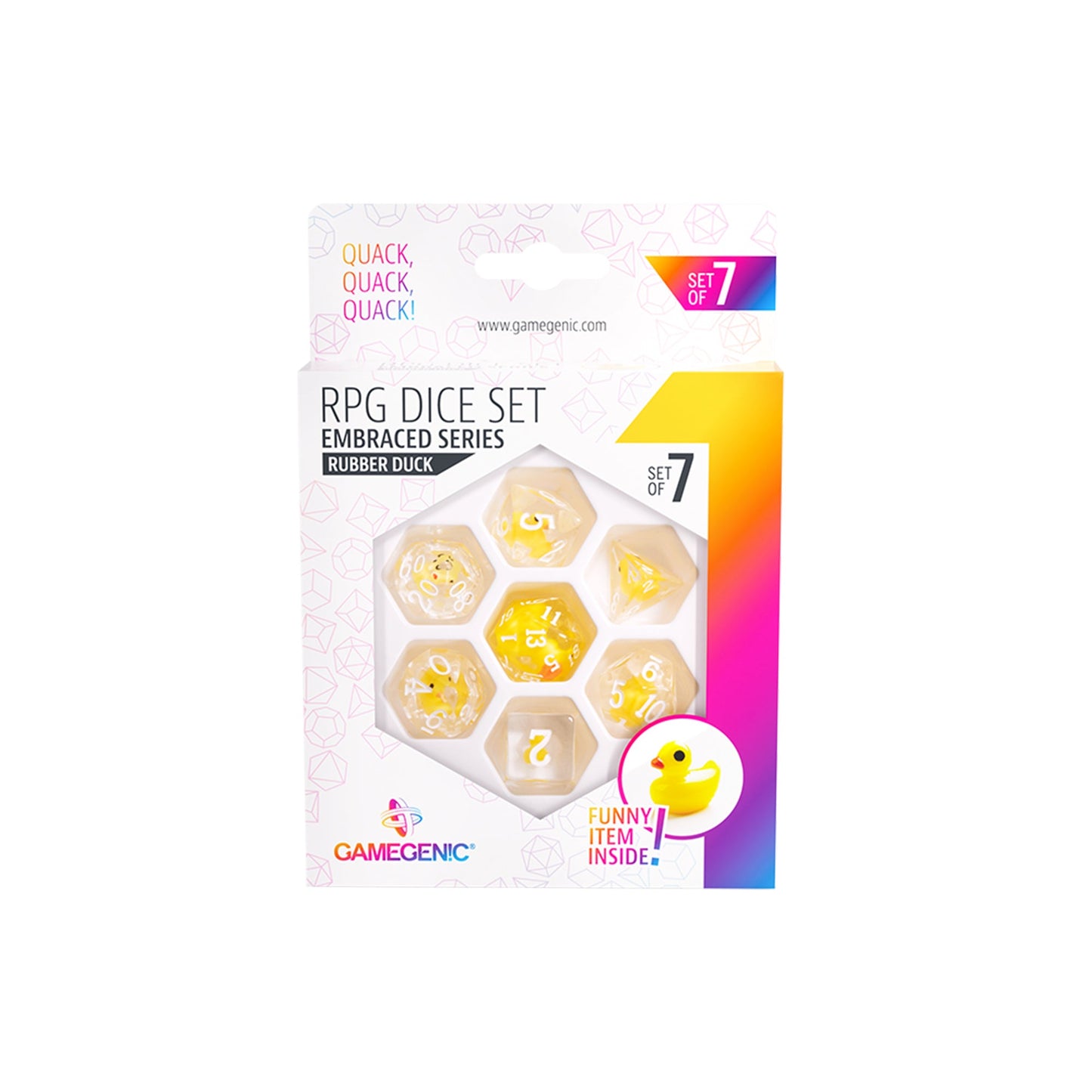 Embraced Series - Rubber Duck - RPG Dice Set (7pcs) - Bộ Xúc Xắc Game Nhập Vai - Gamegenic - Hình ảnh chi tiết 2