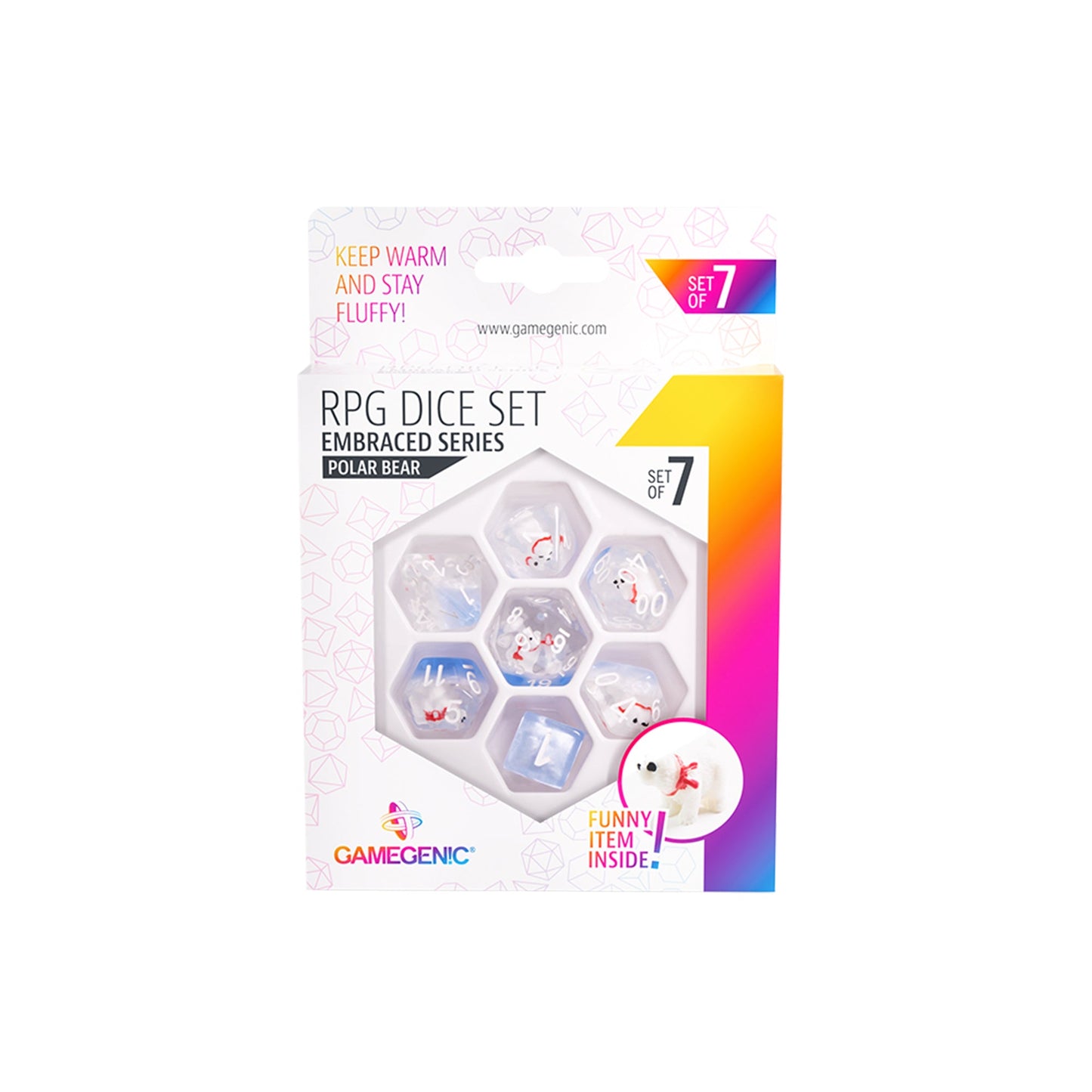 Embraced Series - Polar bear - RPG Dice Set (7pcs) - Bộ Xúc Xắc RPG Cao Cấp - Gamegenic - Hình ảnh chi tiết 2