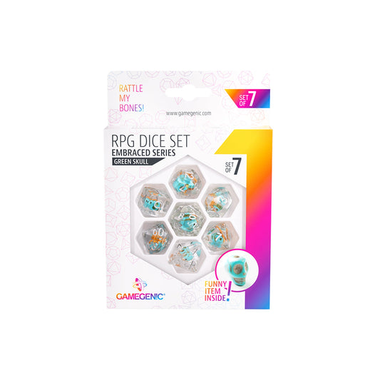 Embraced Series - Green Skull - RPG Dice Set (7pcs) - Bộ xúc xắc RPG cao cấp - Gamegenic