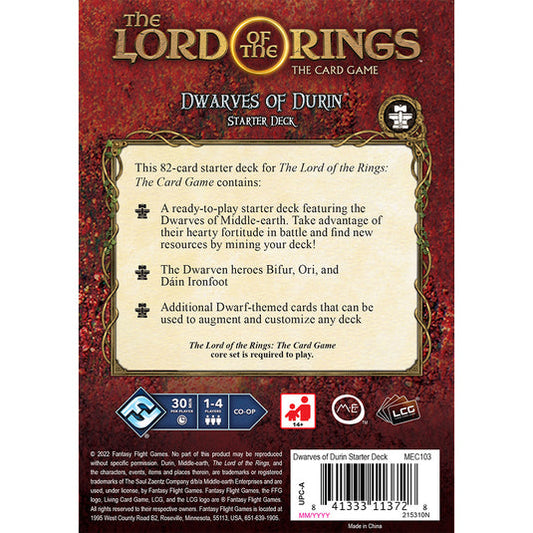 The Lord of the Rings: The Card Game - Dwarves of Durin Starter Deck - Bộ bài mở đầu tộc Người Lùn - Fantasy Flight Games