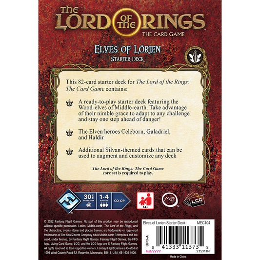 The Lord of the Rings: The Card Game - Elves of Lorien Starter Deck - Bộ bài khởi đầu TCG - Fantasy Flight Games