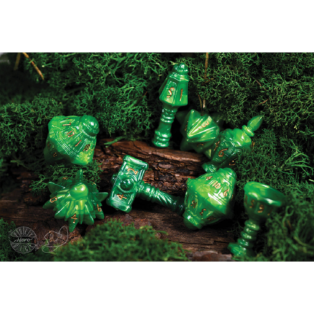 PolyHero Cleric 8 Dice Set Verdant Viridian - Bộ Xúc Xắc Nhập Vai RPG - PolyHero - Góc nhìn khác 3