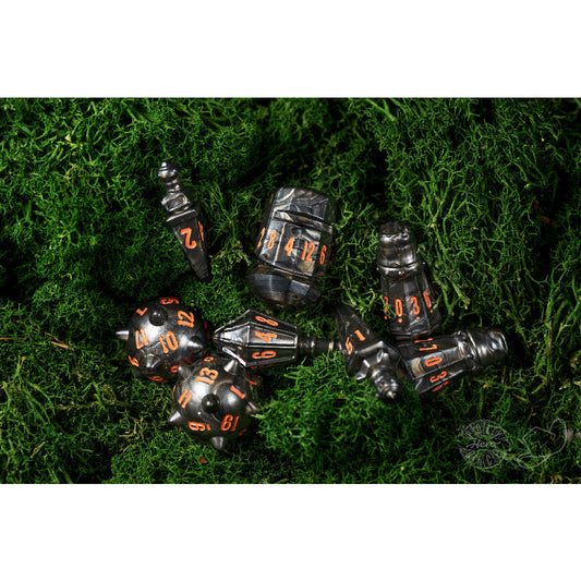 PolyHero Warrior Dice Set Steel Grey - Bộ Xúc Xắc Nhập Vai RPG Hình Vũ Khí - PolyHero Dice - Hình ảnh chi tiết 2