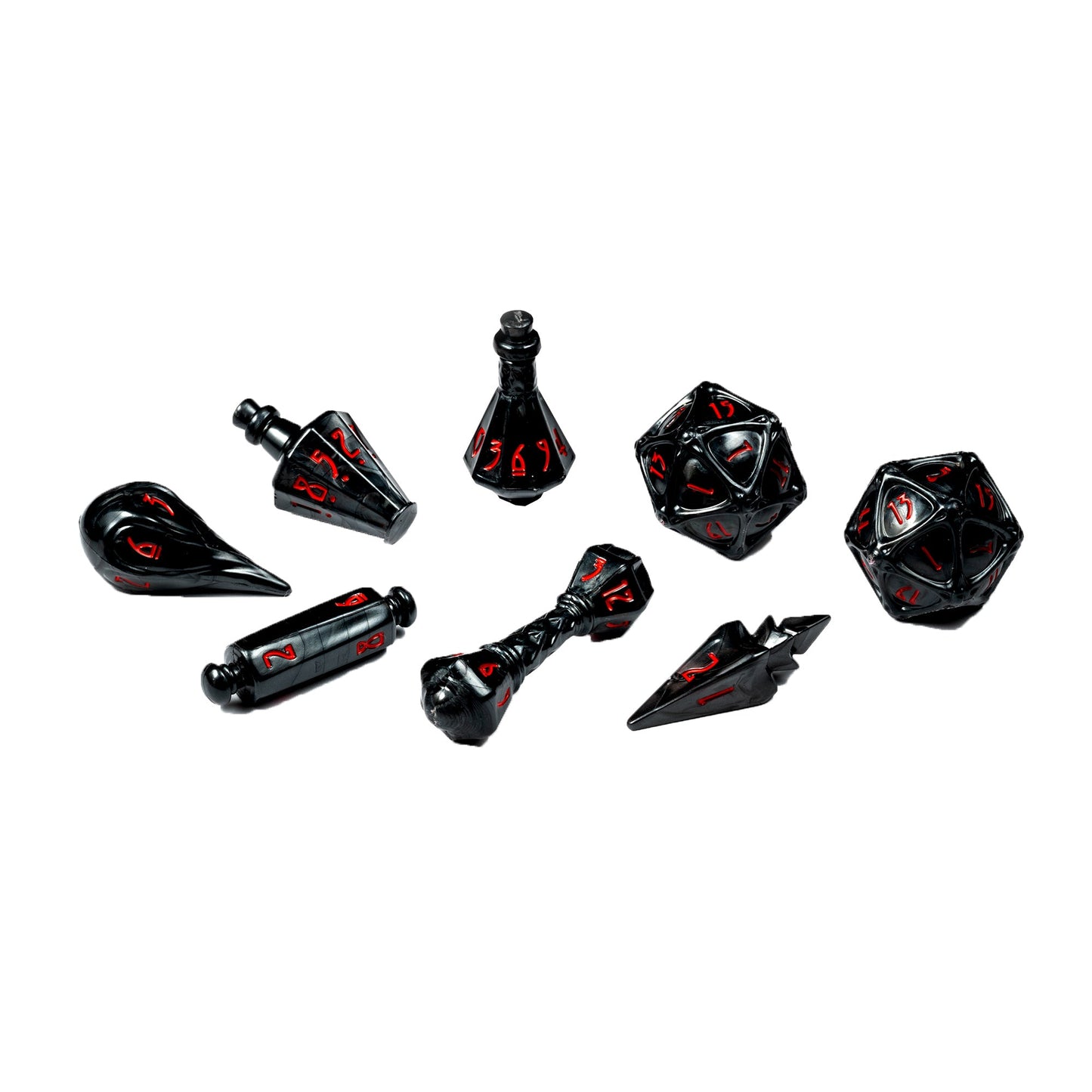 PolyHero Wizard 8 Dice Set Shadow - Bộ Xúc Xắc Phù Thủy Nhập Vai - Tabletop Tycoon - Hình ảnh sản phẩm