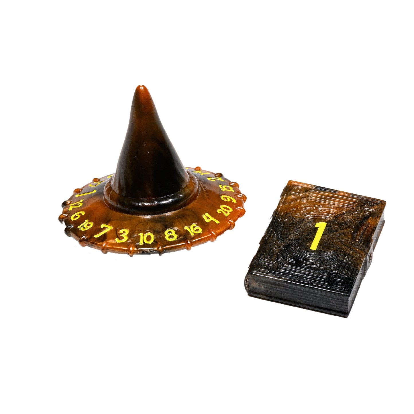 PolyHero Wizard Dice d20 Wizard Hat & d2 Spellbook in Smoldering Ember - Bộ Xúc Xắc Phù Thủy Cho RPG - Tabletop Tycoon - Hình ảnh sản phẩm