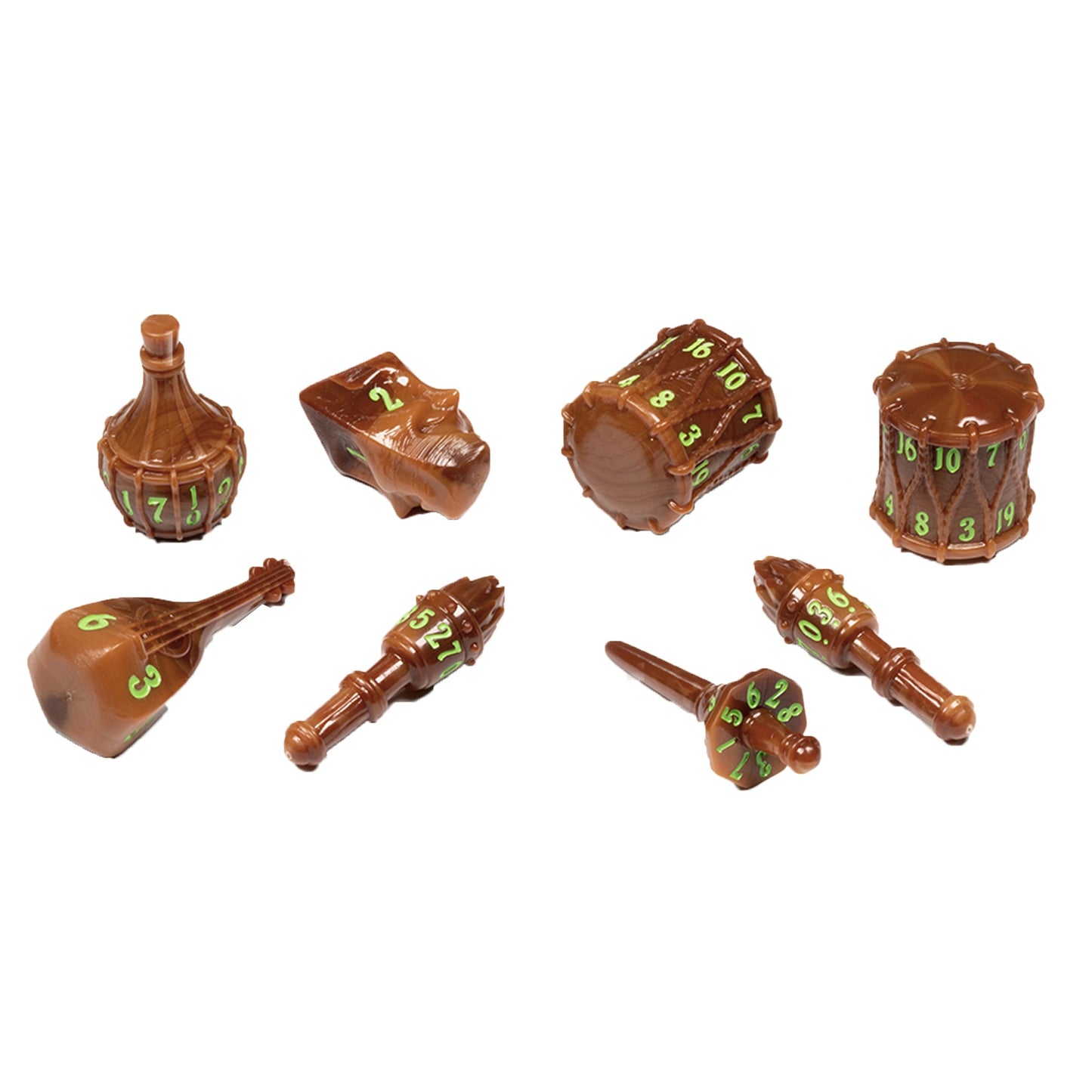 PolyHero Bard 8 Dice Set Woodland Verse - Bộ Xúc Xắc Nhập Vai 8 Viên - Tabletop Tycoon - Hình ảnh sản phẩm