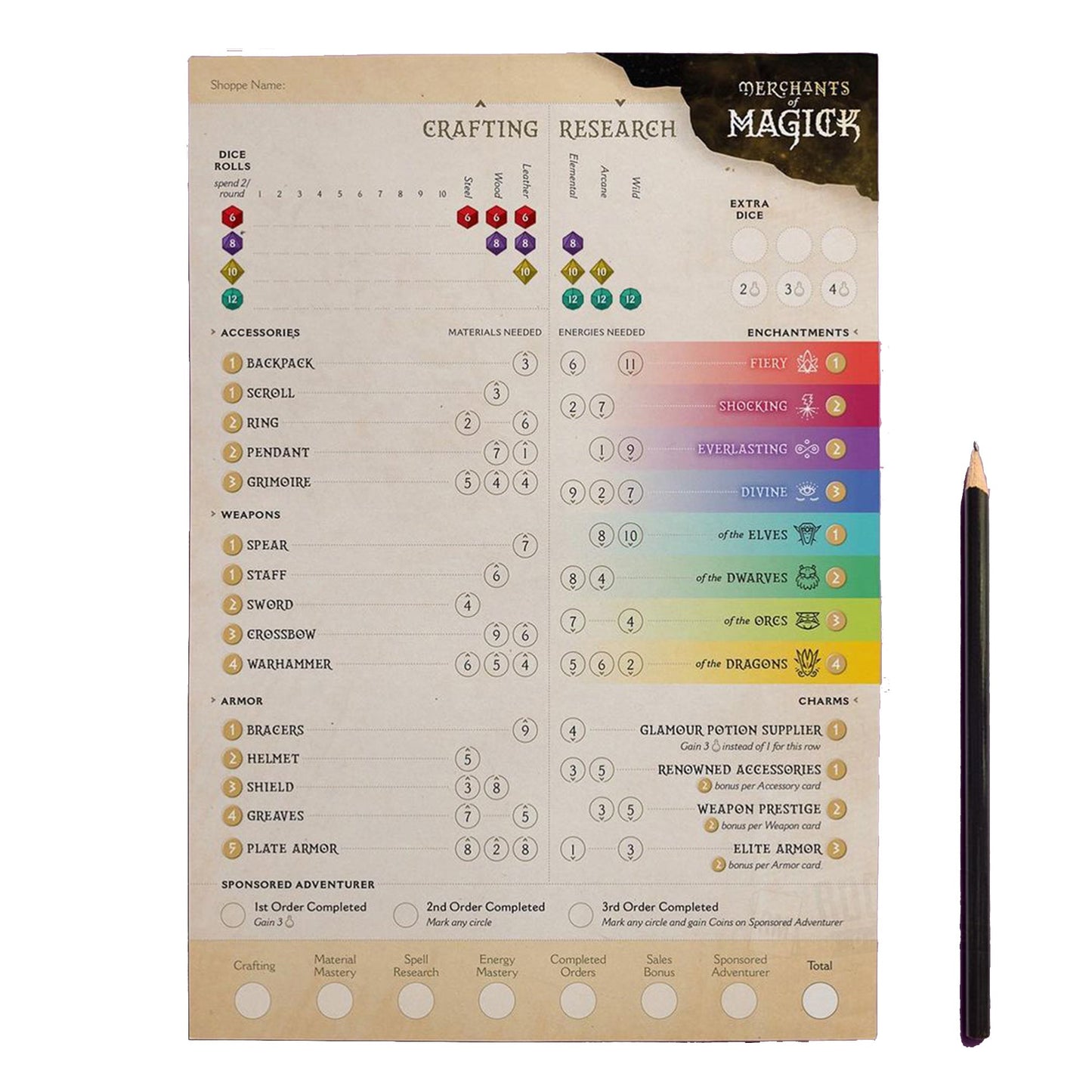 Merchants of Magick: A Set a Watch Tale - Board Game Chiến Thuật Roll-and-Write - Tabletop Tycoon - Góc nhìn khác 3