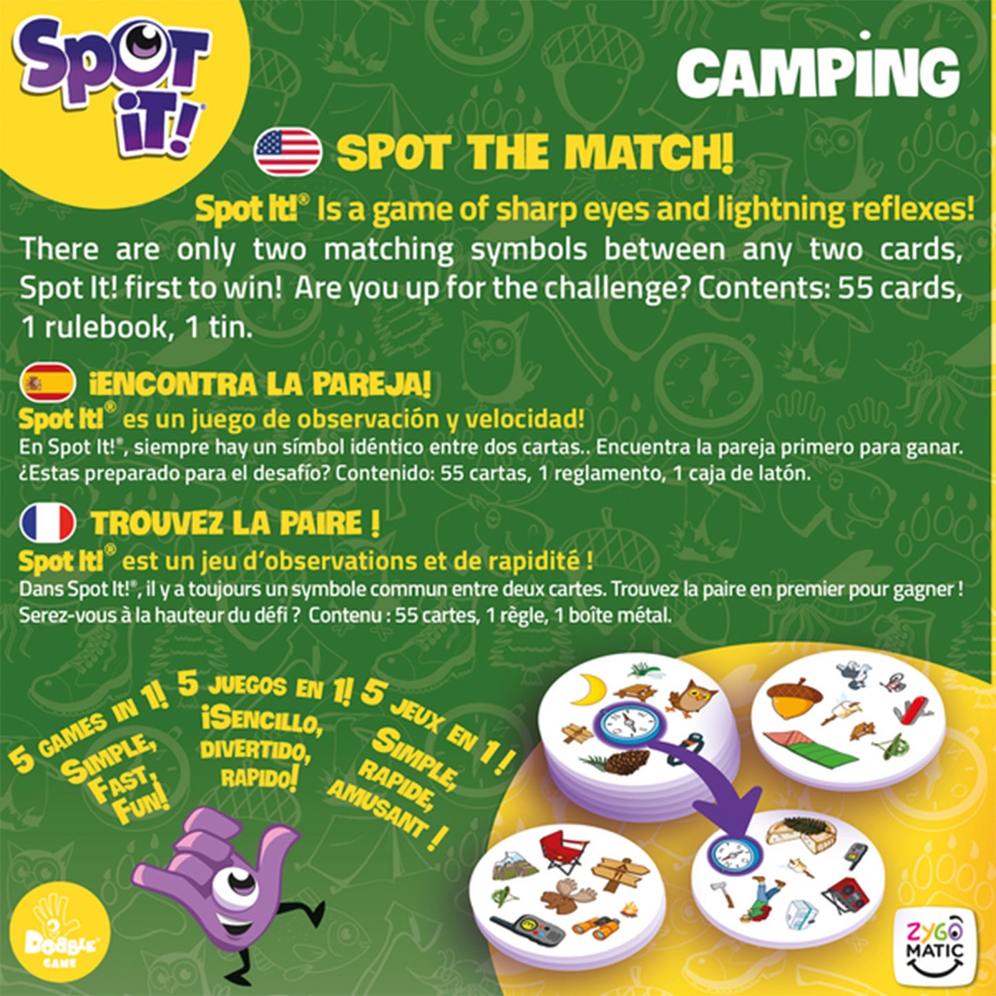 Spot it! Camping (Eco Sleeve) - Board Game Tìm Hình Phản Xạ Nhanh - Zygomatic