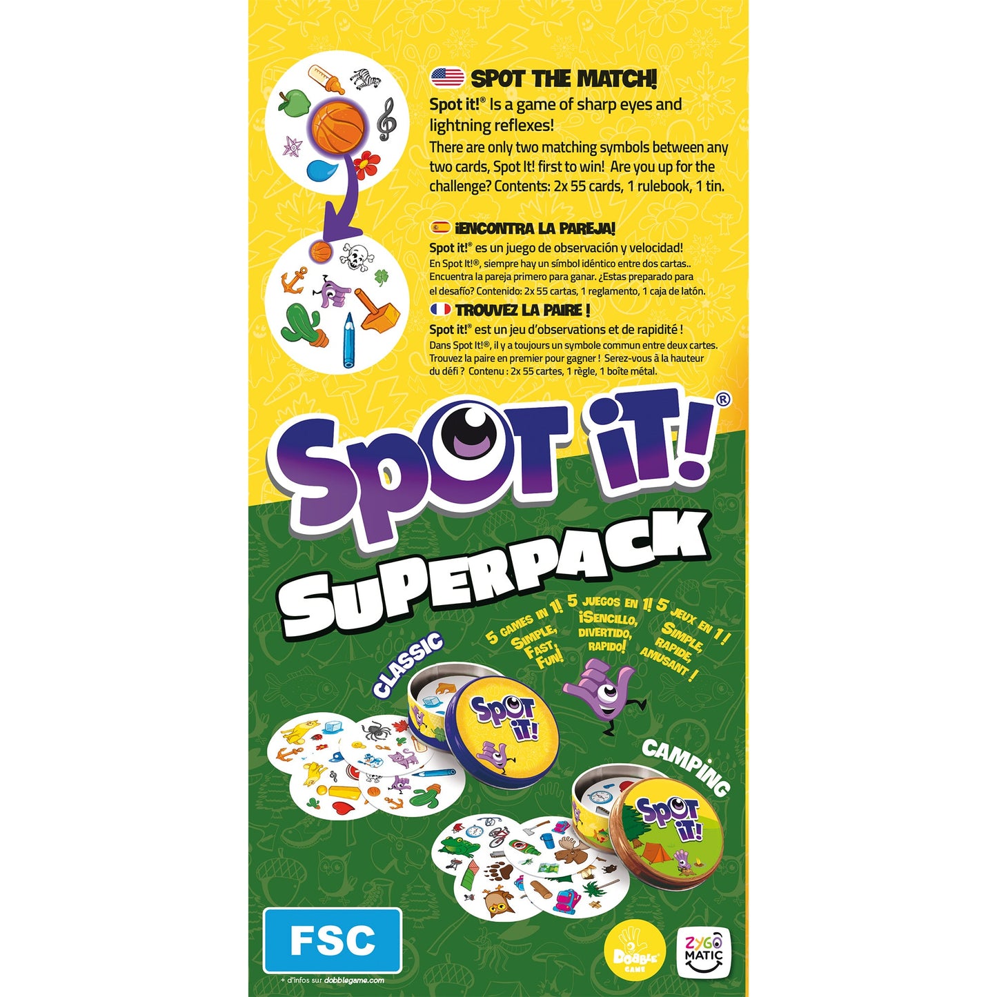 Spot It! Super Pack (Eco Bigbox) Classic + Camping - Board Game Thẻ Bài Phản Xạ - Zygomatic