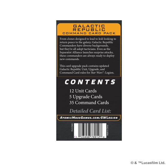Star Wars: Legion - Galactic Republic Command Card Pack - Gói Thẻ Bài Chiến Thuật - Atomic Mass Games