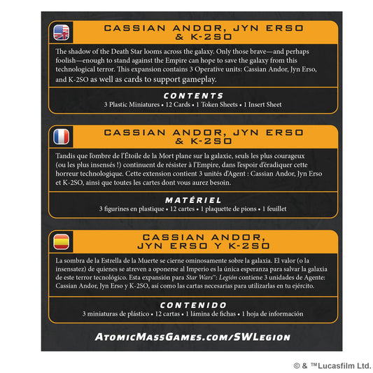 Star Wars: Legion – Cassian Andor, Jyn Erso & K-2SO - Board Game Chiến Thuật - Atomic Mass Games
