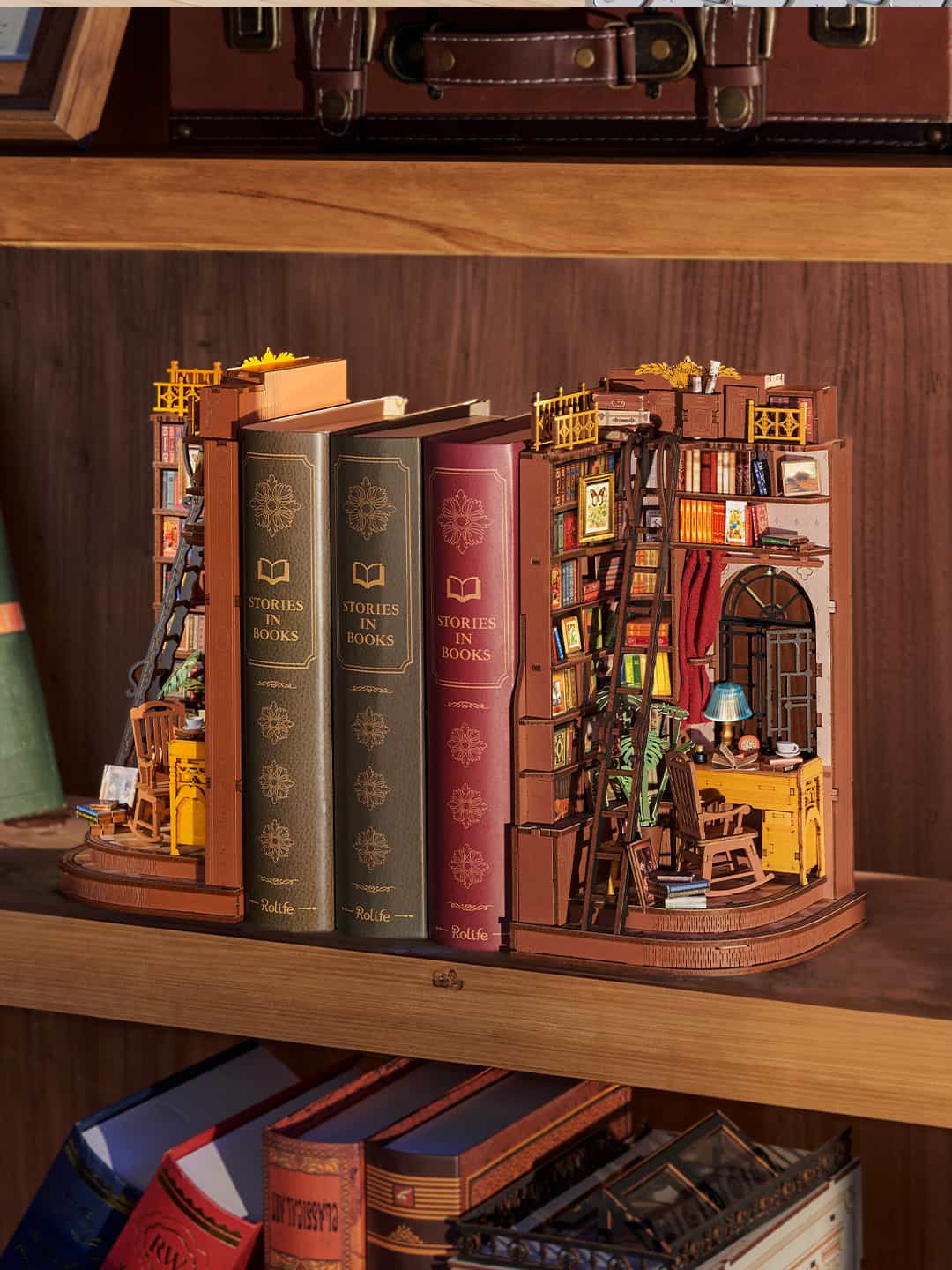 Rolife Book Nook Shelf Insert - Silent Corner Study TGE02 - Mô hình lắp ráp gỗ DIY - Rolife