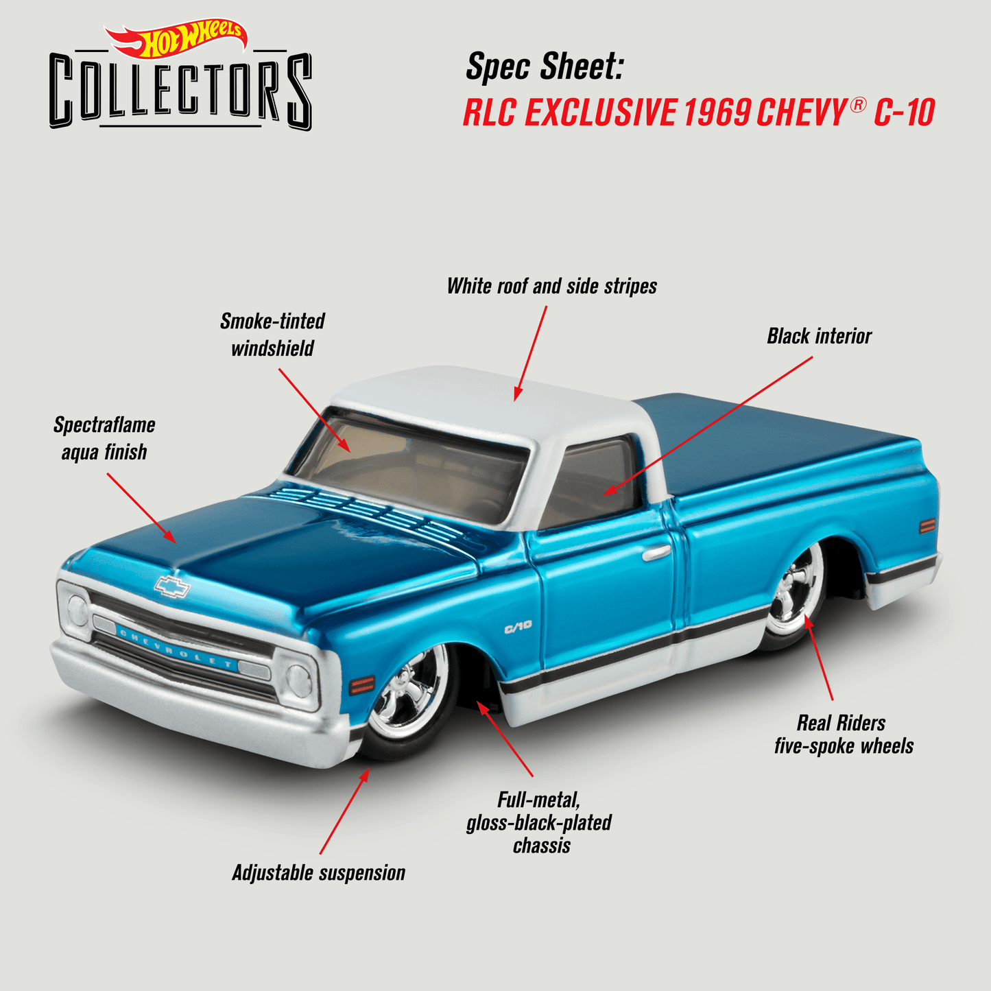 RLC Exclusive 1969 Chevy C-10 Xe Mô Hình Hot Wheels Cao Cấp - Hình ảnh bổ sung 7