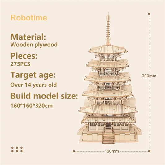 Rolife Modern 3D Wooden Puzzle - Five-storied Pagoda TGN02 - Mô hình lắp ráp gỗ 3D - Rolife