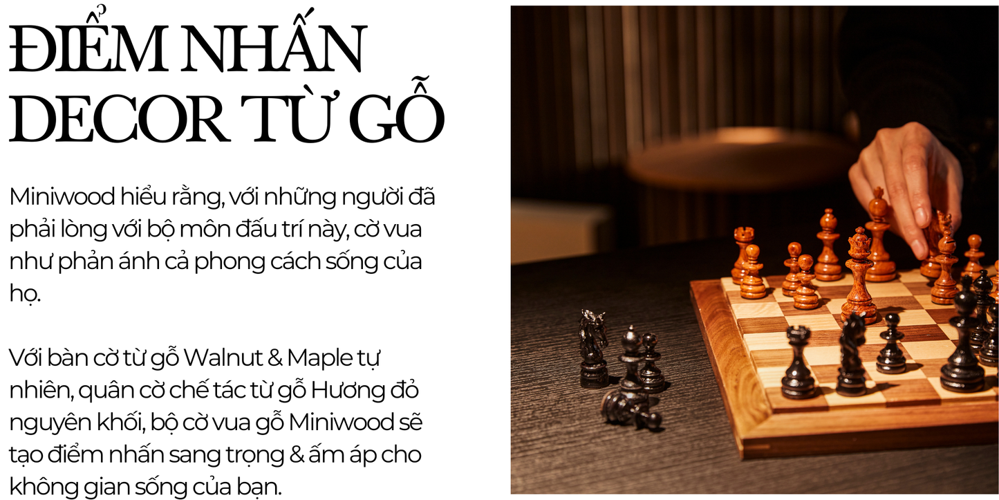 Bộ Cờ Vua Signature Size Du Lịch - Bộ cờ vua gỗ hương cao cấp - Miniwood Design