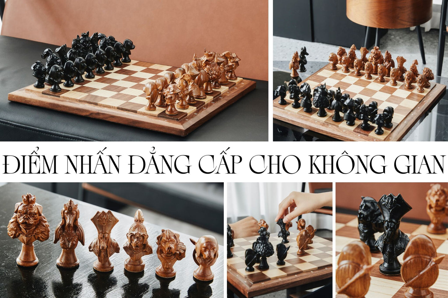 Bộ Cờ Vua: Triều Đại Chó - Cờ vua gỗ thủ công cao cấp - Miniwood Design