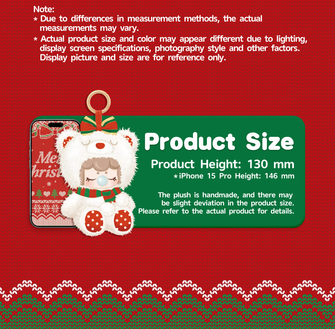 Rolife Christmas Bear Plush Pendant MN002 - Móc khóa gấu bông Giáng sinh - Rolife