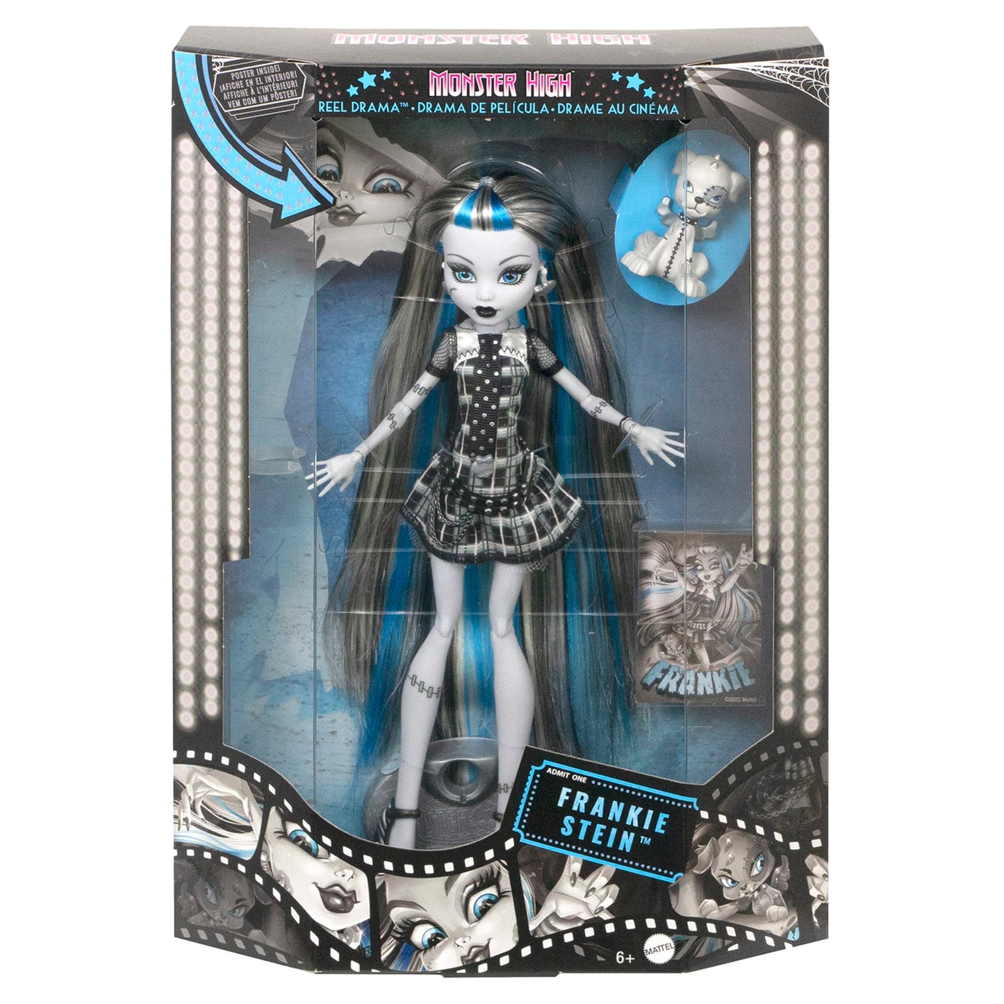 Monster High Reel Drama Frankie Stein Doll - Búp Bê Sưu Tầm Phiên Bản Đen Trắng - Mattel HKN29 - Hình ảnh bổ sung 6