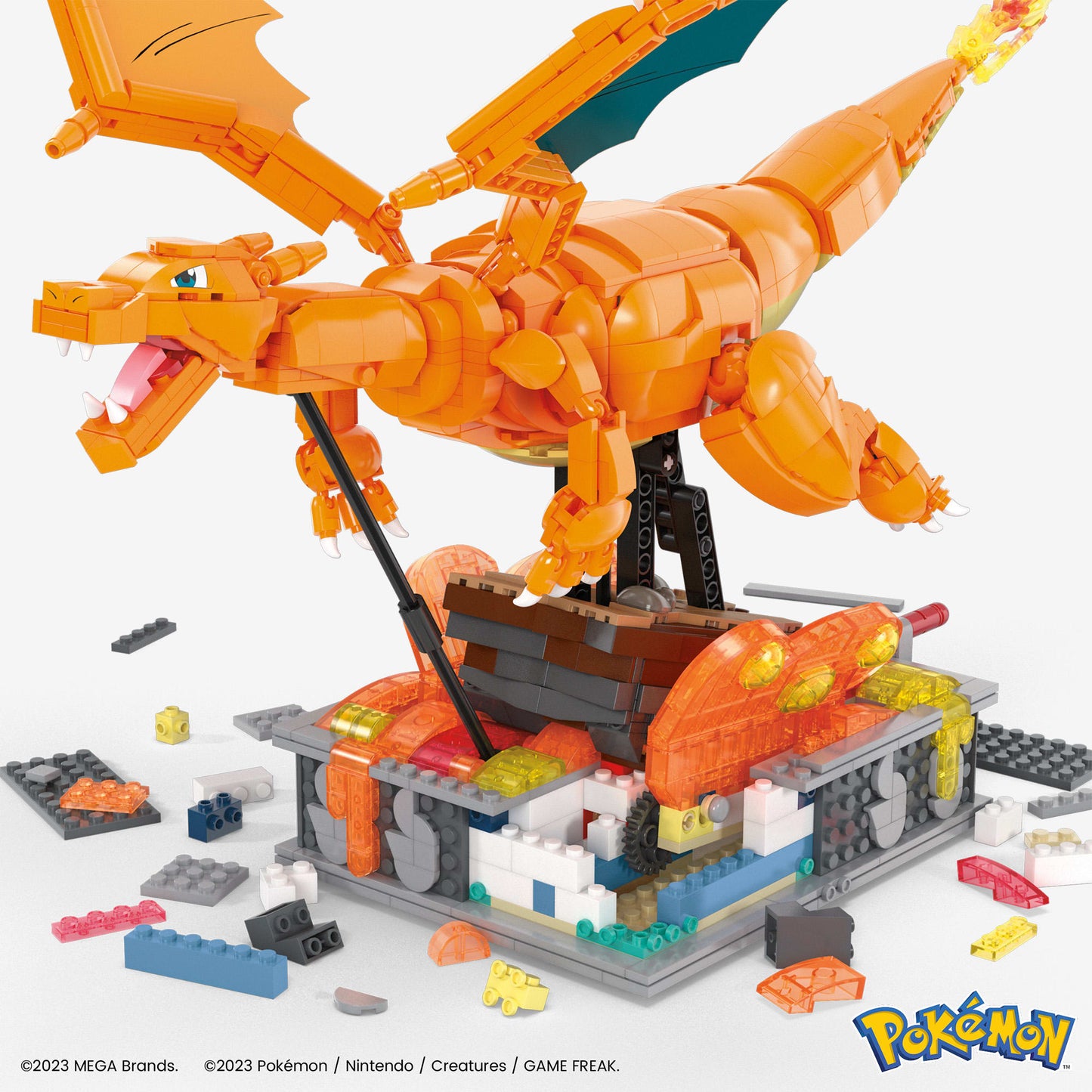 MEGA Pokémon Charizard Building Kit - Bộ Lắp Ráp Pokémon Charizard Có Động Cơ - MEGA Mattel HMW05 - Hình ảnh bổ sung 4